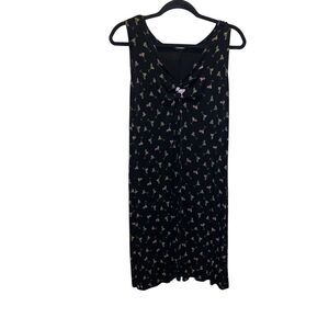 Ronni Nicole Black Midi Dress with Pink and White Pattern